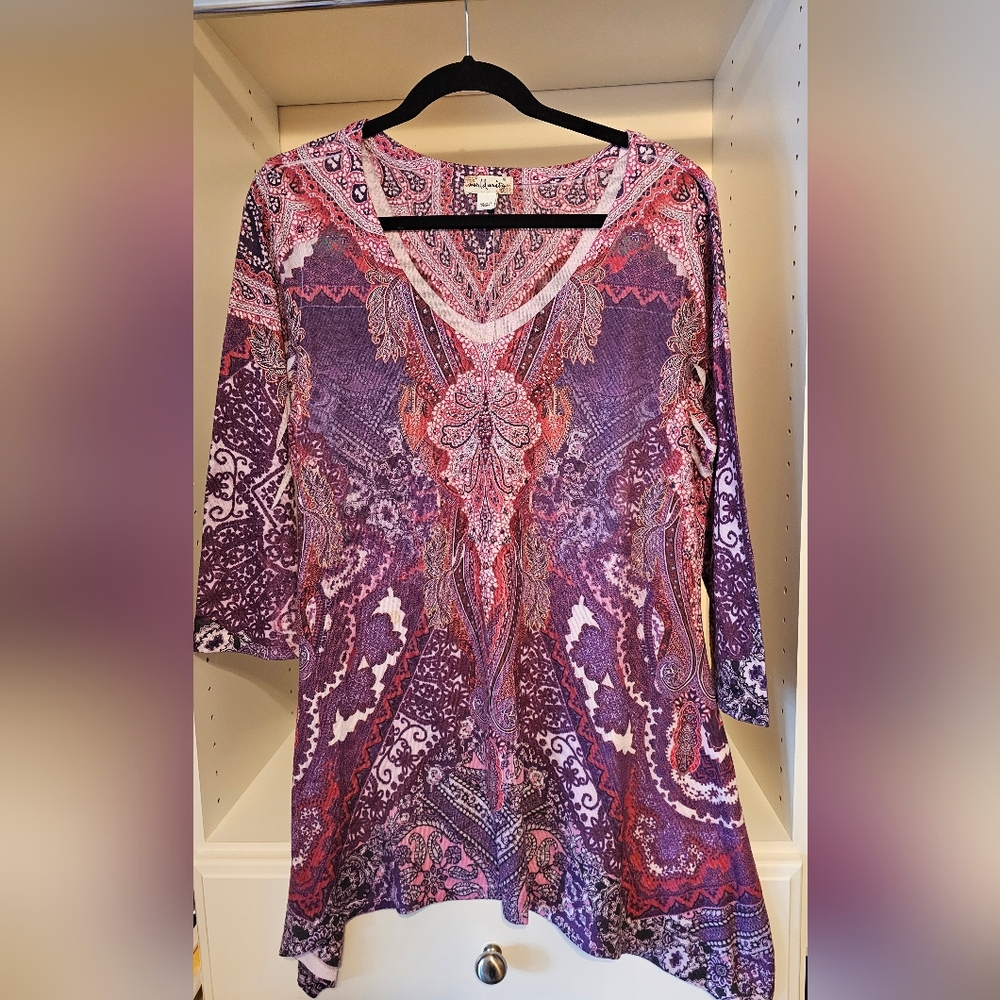 World Unity Soft Flowing Top In Pink And Purple S… - image 1